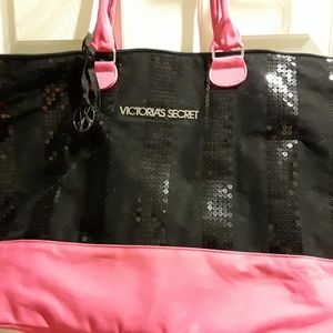 Victoria's Secret Glam Black Sequin Tote Bag